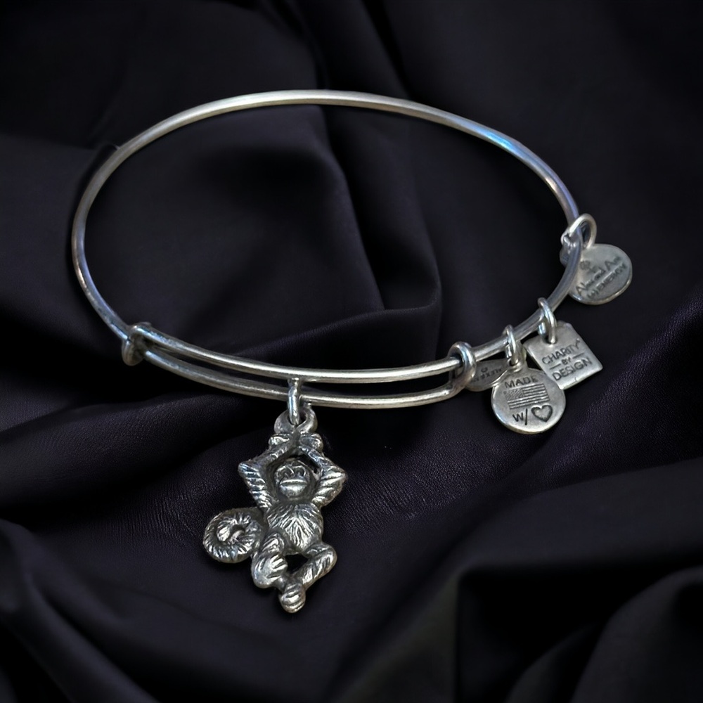 Alex and Ani monkey adjustable bangle charm bracelet
